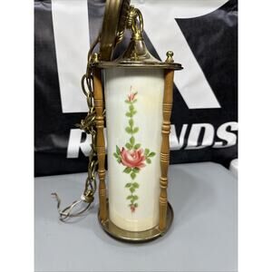 Vintage Hand Painted Glass Hanging Lamp